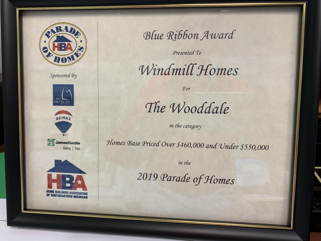 2019 - Blue Ribbon Award for Wooddale model - Award-winning Michigan Home Builder | Windmill Homes - IMG_0709